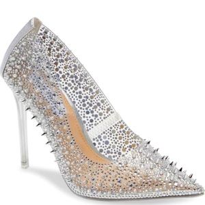 Gorgeous Silver Rhinestone and Spiked Pump